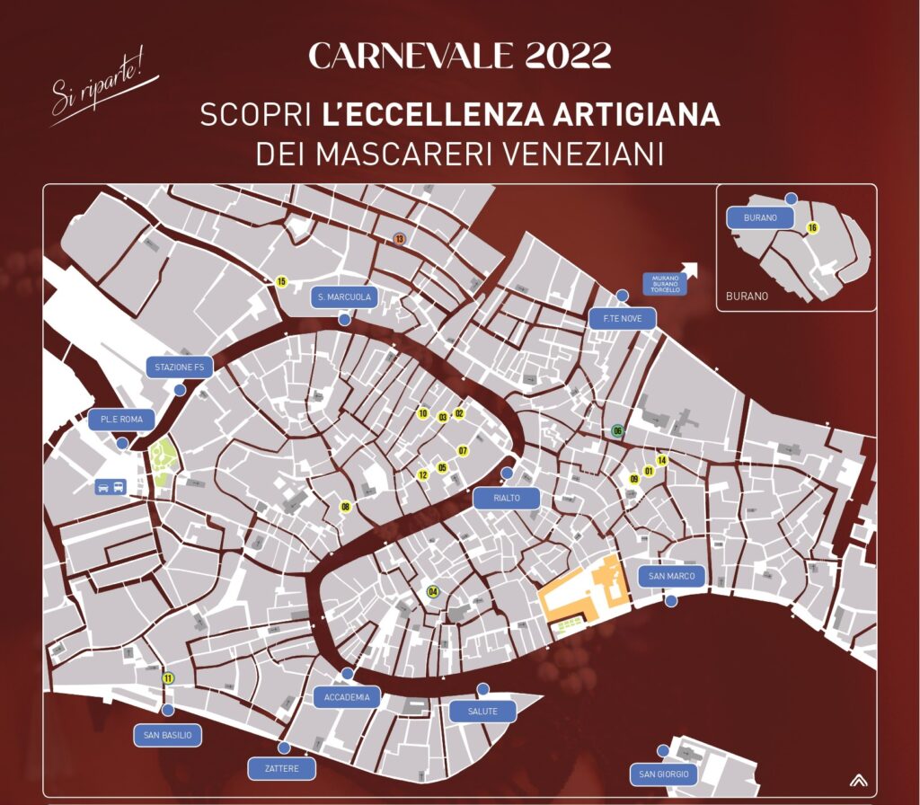 piantina botteghe maschere veneziane carnevale di venezia 2022